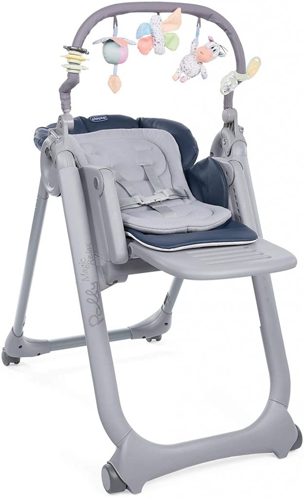 La chaise haute Chicco Polly Magic peut être utilisée comme chaise repas ou comme transat pour bébé.