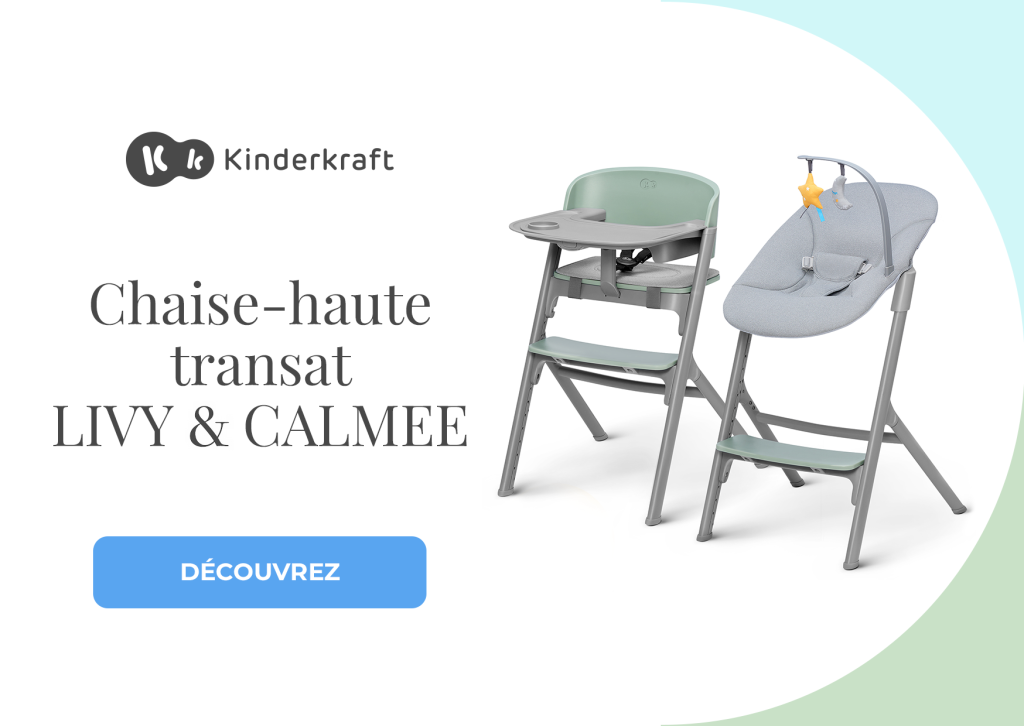 Cette chaise haute transat Livy & Calmee est verte.