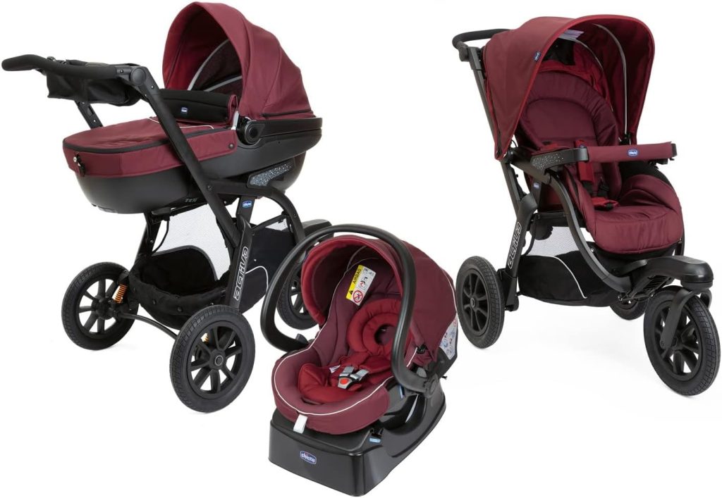 Poussette Activ3 Burgundy powder CHICCO, Vente en ligne de Poussette 3  roues