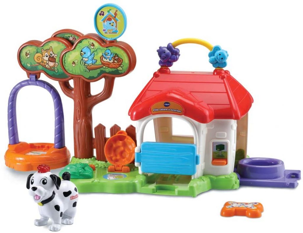 La p'tite cabane à surprises Vtech comprend un Tut Tut Animo qui s'appelle Zinzin le chien.