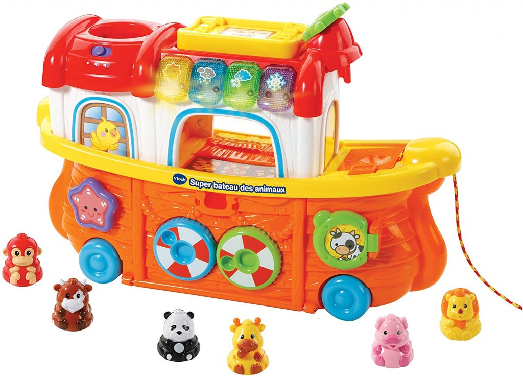 Le super bateau des animaux Vtech comporte 6 petits animaux culbutos.