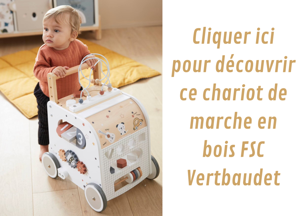 Ce chariot de marche pour bébé Vertbaudet est multi activités.