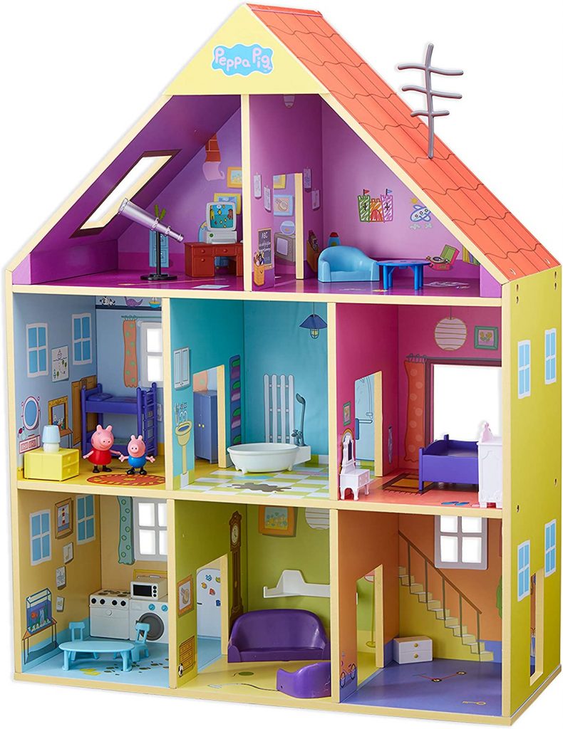 La maison de poupée géante en bois Peppa Pig dispose de 8 espaces de jeu.