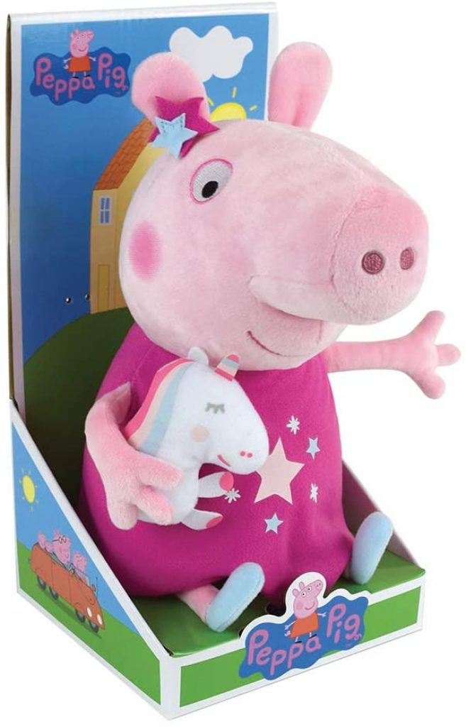 Cette peluche Peppa Pig mesure 30 centimètres.