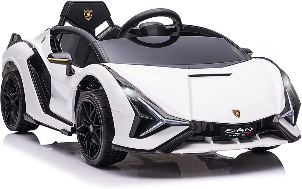 Cette voiture électrique pour enfant Homcom a une apparence sportive.