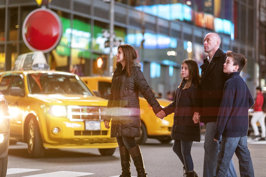 Cette Famille est en vacances à New York.