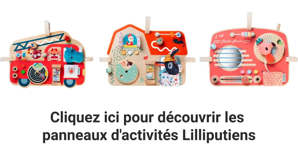 Les panneaux d'activités Lilliputiens peuvent se fixer à un lit bébé.