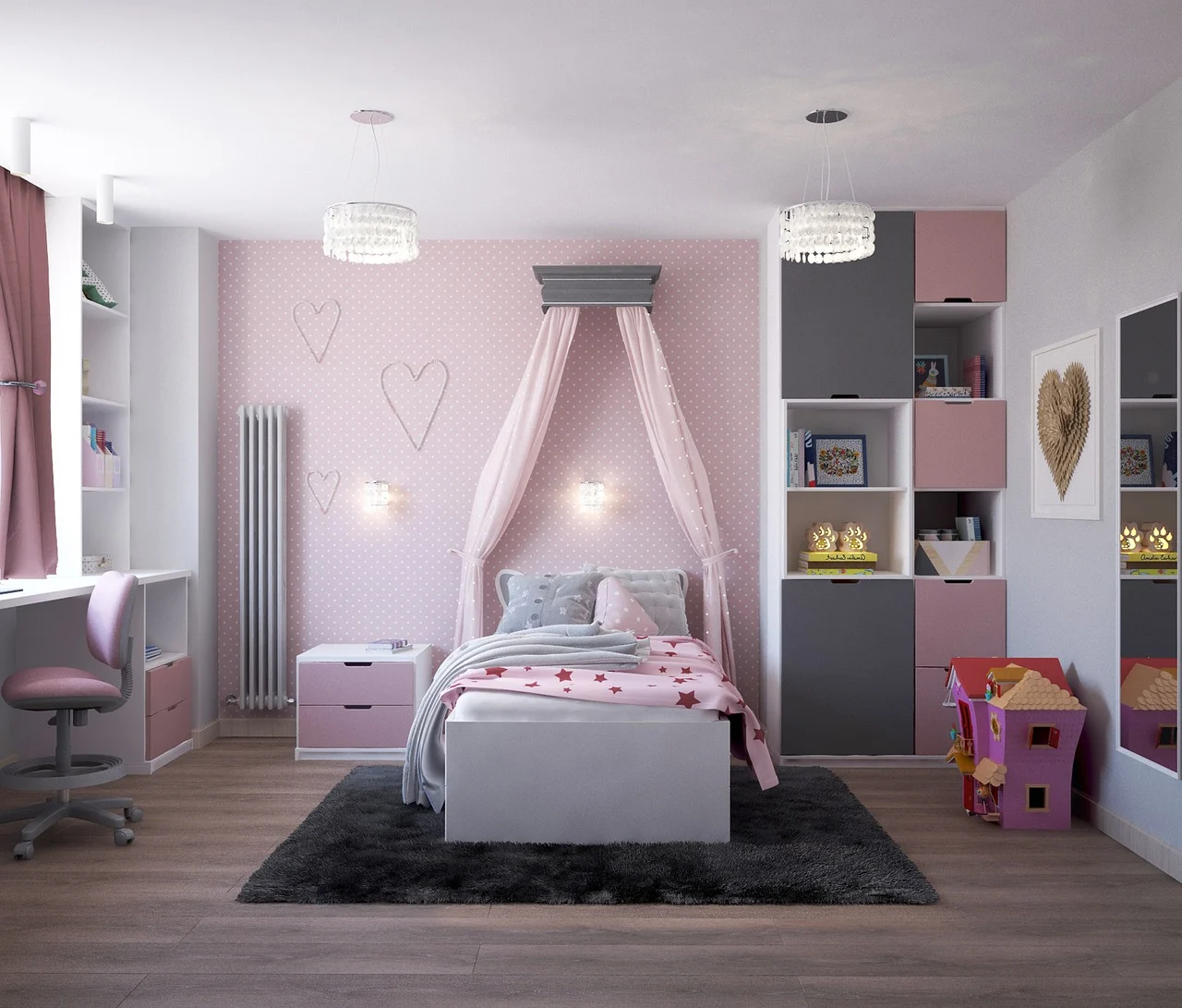 L'aménagement de cette chambre pour enfant est bien pensé.