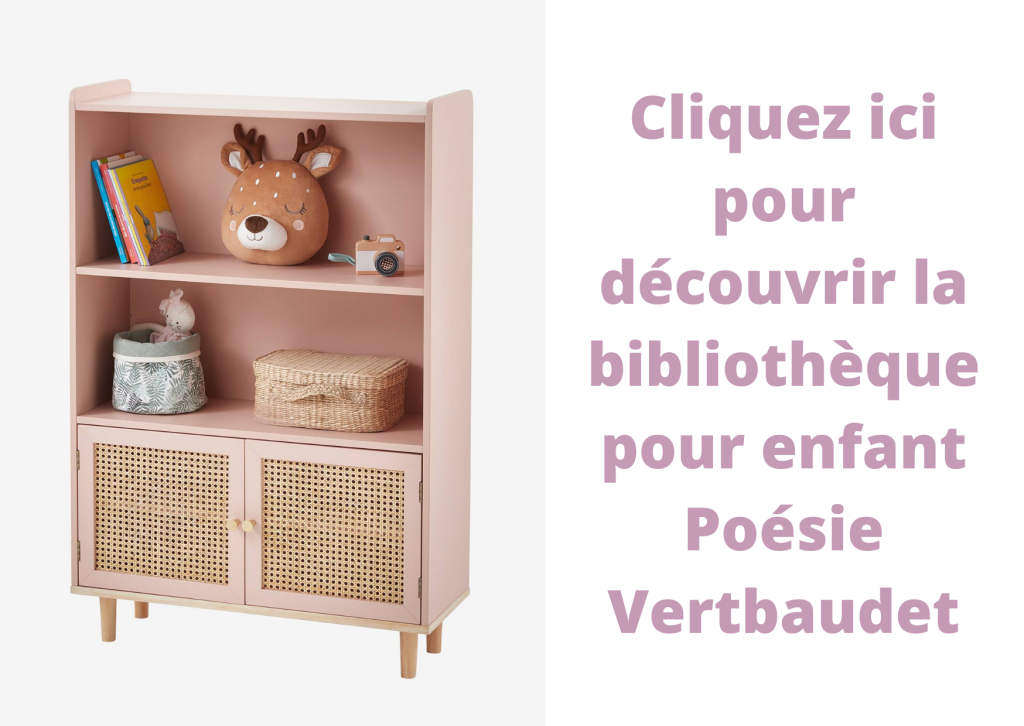 Cette bibliothèque pour enfant Vertbaudet a des portes pourvues de cannage.