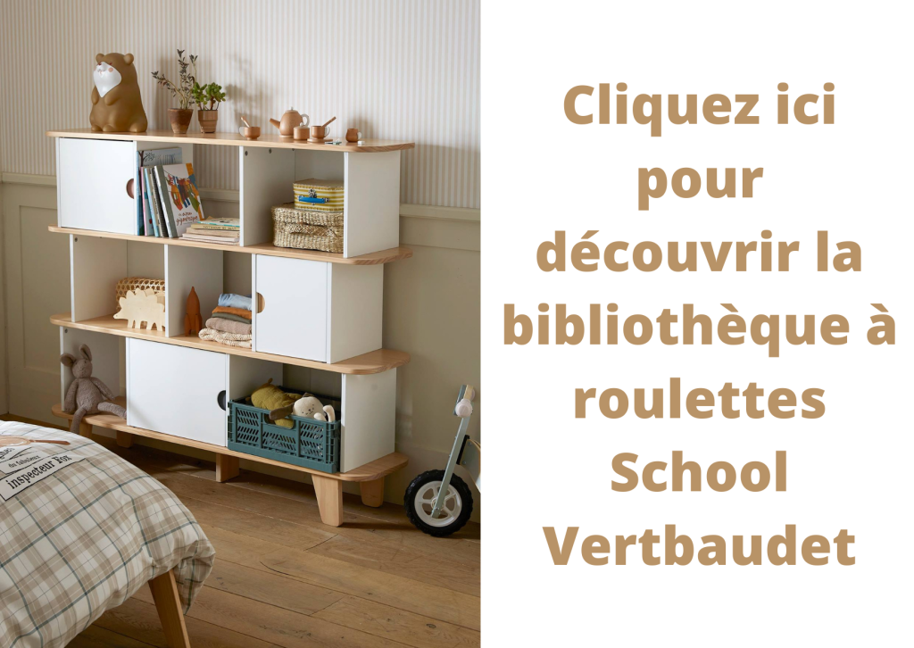 Cette bibliothèque pour enfant vintage fait partie de la gamme seventies de Vertbaudet.