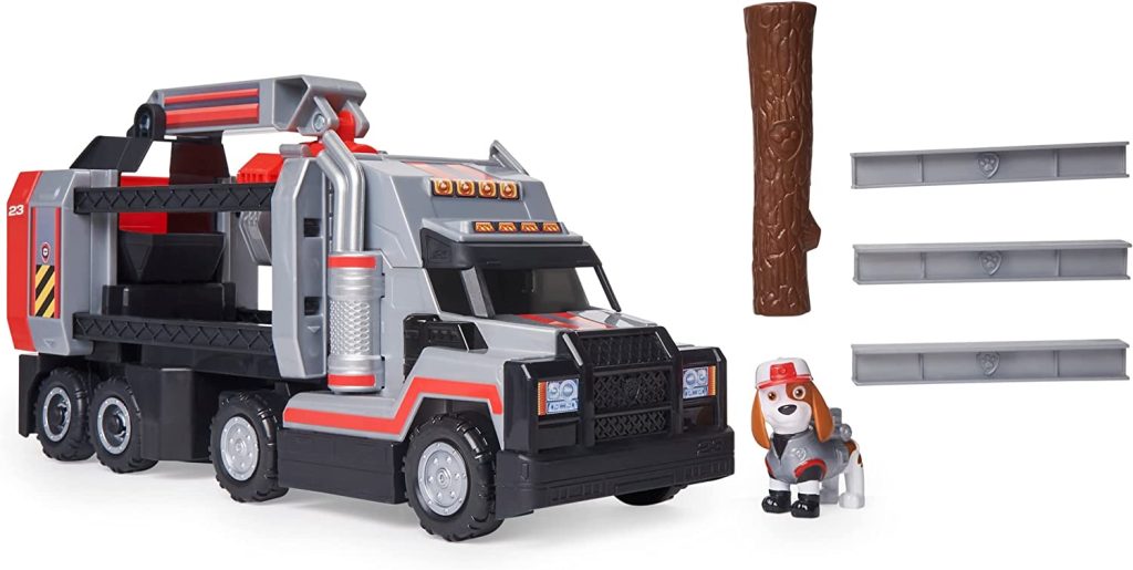 Ce camion Pat Patrouille Big Truck Pups Al est rouge, noir et gris.