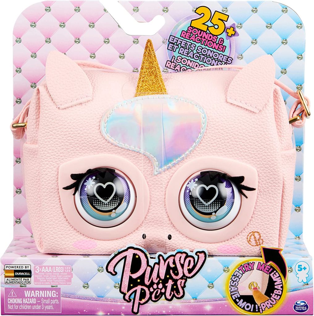 Ce sac à main interactif Purse Pets représente une licorne.