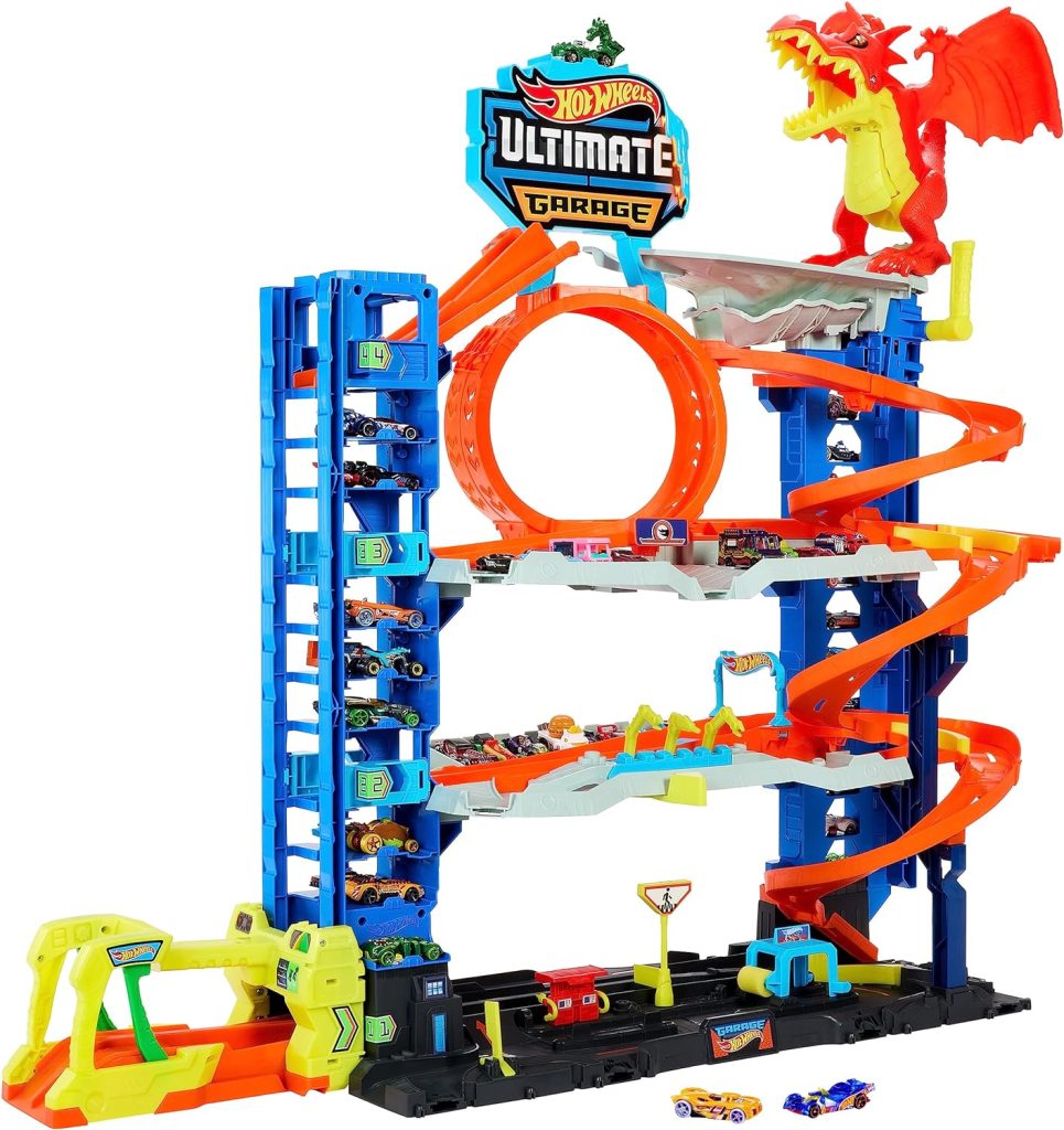 Ce circuit Hot Wheels comporte un dragon.