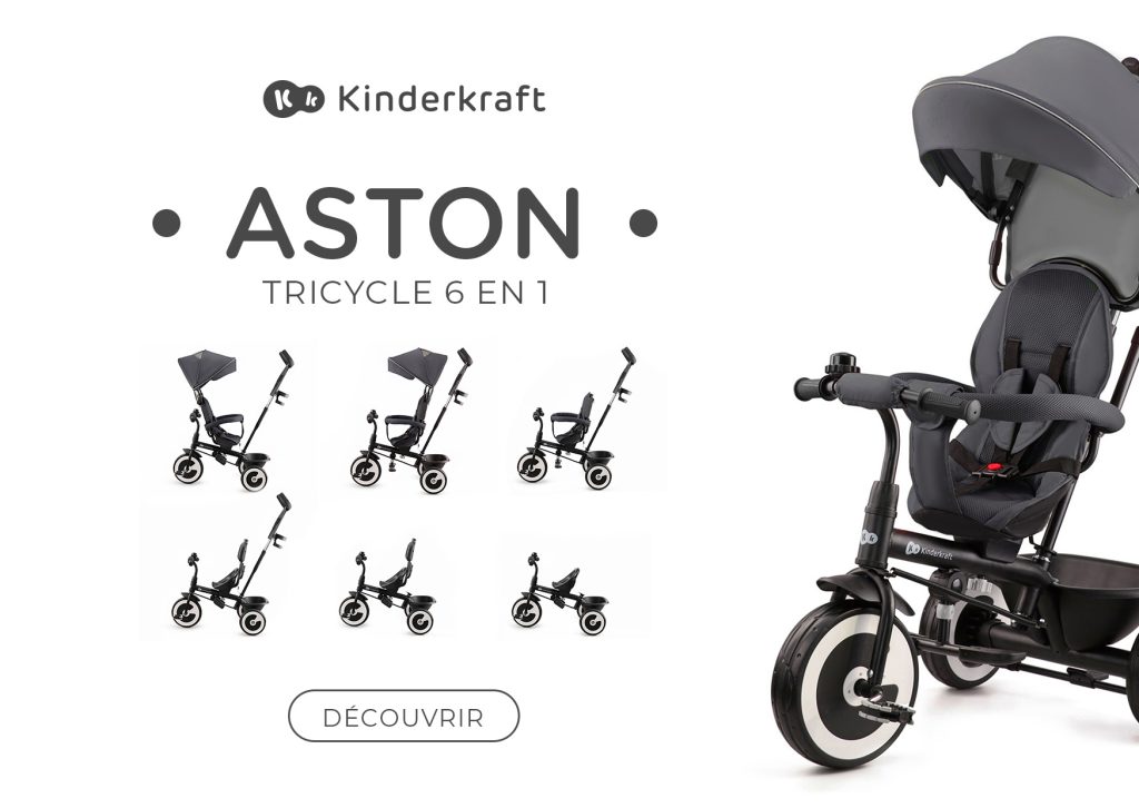 La marque Kinderkraft propose ce tricycle pour bébé évolutif qui est 6 en 1.