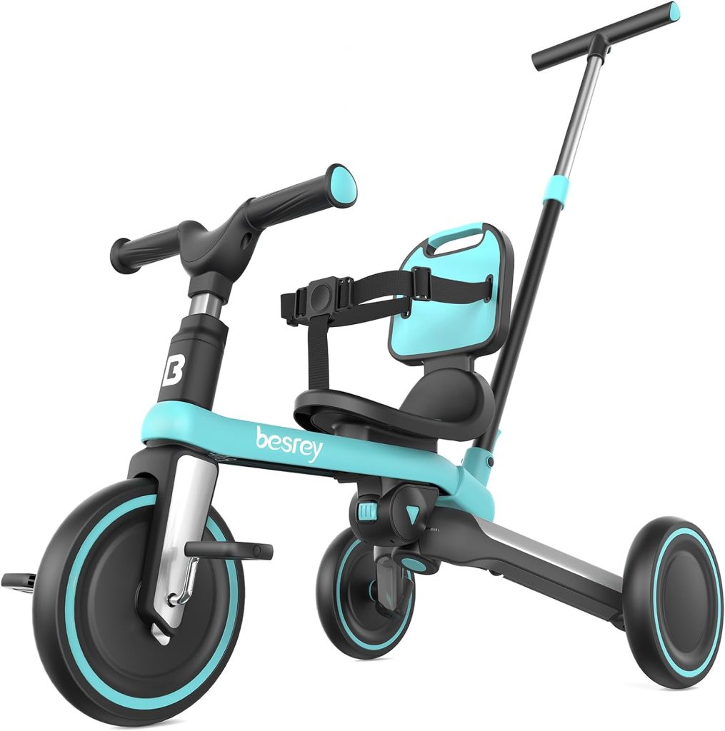 Le tricycle pour bébé évolutif Besrey 5 en 1 a un siège confortable.