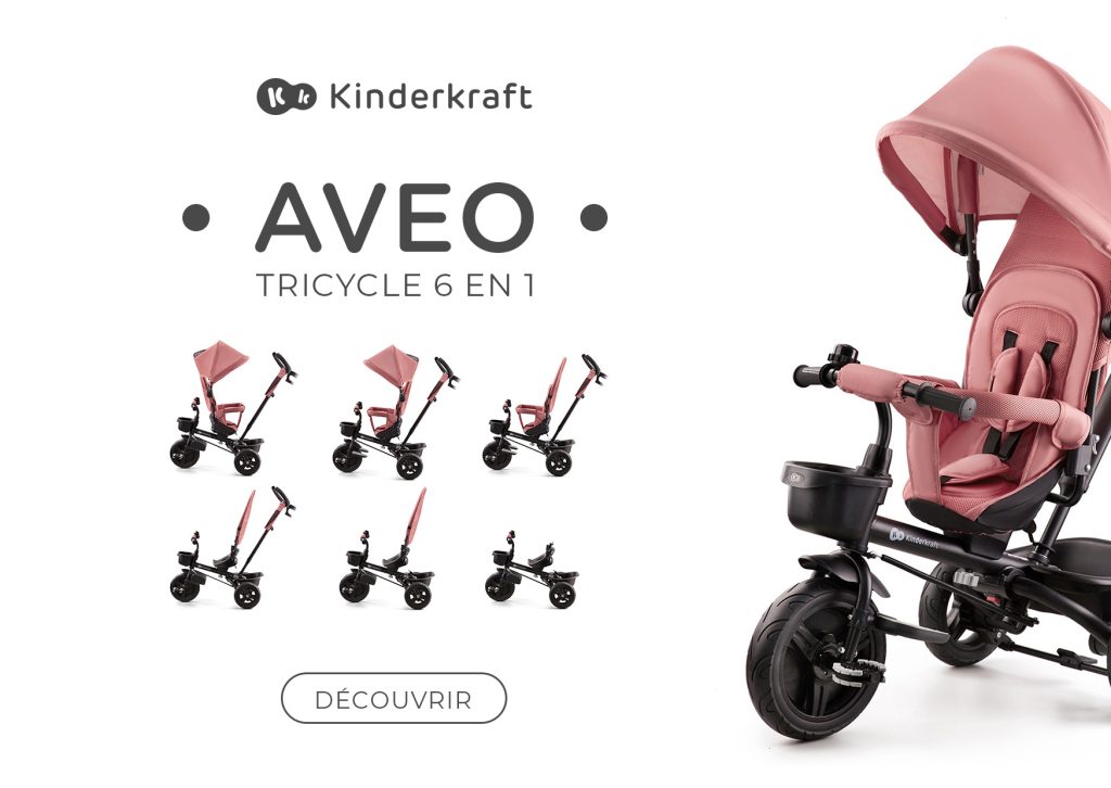 Le tricycle poussette évolutif Kinderkraft AVEO est pliable.